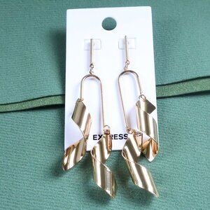 Express Twisted Gold Dangle Earrings Chic Trend Jewelry Women Gift